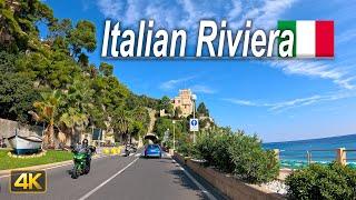 Driving the Italian Riviera from San Remo to Genova along the Ligurian Sea, Italy