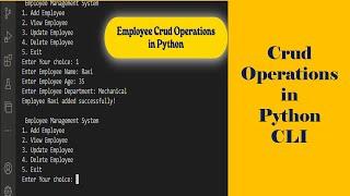 Crud Operations in Python || Employee Crud || crud python cli