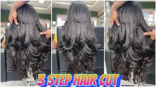 How to do step hair cut in just 3 steps/Advanced Step hair cut/tutorial/easy way/step by step cut