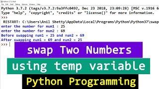 Python Program to Swap Two Numbers using third variable