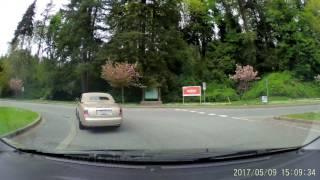 20170509 a gold Rolls Royce speeding in a school zone