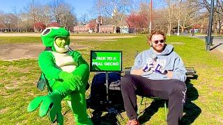 being a gecko at the park in NYC - Therapy Gecko