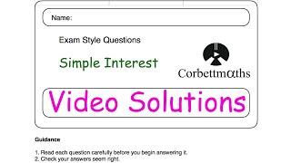 Simple Interest Answers - Corbettmaths