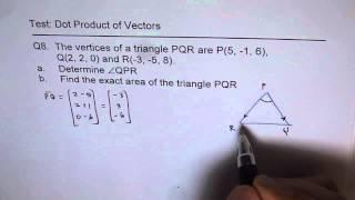 Find Area of Right Triangle Triangle with Vectors and Dot Product