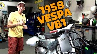 Robot Checks Out a Customer's 1958 Vespa VB1 Scooter