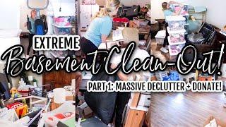  EXTREME! HOARDER BASEMENT CLEAN-OUT! MASSIVE DECLUTTER, DONATE, TRASH! / DREAM BASEMENT MAKEOVER