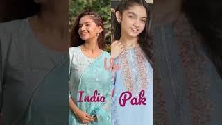 Anushka sen vs Pakistani acteress Aina Asif in same colours dress ️️ which is your favorite 
