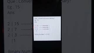 Convert Decimal to Binary 15 number?#technical #decimal #Binary #question