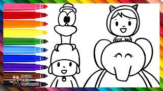 Draw And Color Pocoyó And His Friends  Drawings For Kids