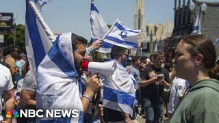 Protesters clash outside of West L.A. synagogue