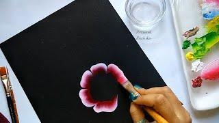 Simple Flower Painting | Rose Painting | One Stroke Acrylic Flower Painting