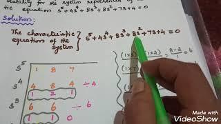 Routh Stability Criterion Problem/ How to present your answers at the end.