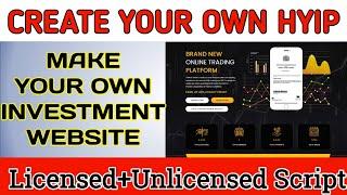 Create Your Own Professional Hyip Website  Your Own Investment Website  Hunzii Tech