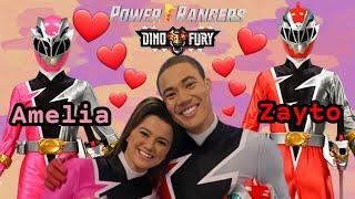 Power Rangers Dino Fury - Zayto and Amelia Cute Moments (Russell Curry & Hunter Deno) Red & Pink