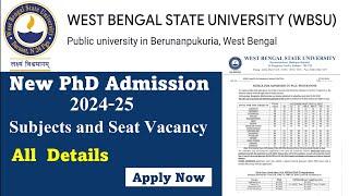 West Bengal State University PhD Admission 2024 // PhD Admission in West Bengal