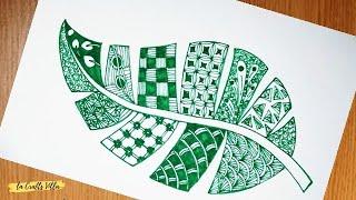 How to draw a zentangle pattern leaf|| zentangle art || la crafts villa || Art 86