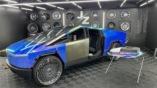 REVEALING MY OUTRAGEOUS TESLA CYBER TRUCK ON 30S NEW WRAP