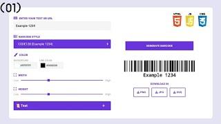 How to create Barcode Generator Tool using HTML Css and Javascript part 1 #html #css #javascript