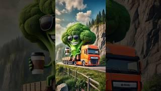 Evolution of a Scary Monster in the Snow into Cool Broccoli on a Transport Truck