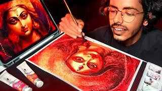 Ma Durga Beautiful Painting Tutorial with WATER COLOUR