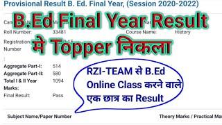 RZI-TEAM के साथ Online B.ed Class करने वाले छात्र 86% के साथ Top किया,bed final year result release