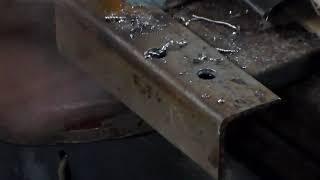 The easy way to drill bed rail angle iron.