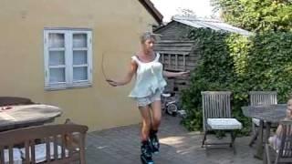 Marianne skipping rope with Kangoo Jumps  in slow motion 300 fps