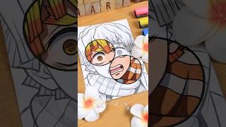 Drawing Zenitsu Agatsuma  DEMON SLAYER || Stained Art  #shorts #drawing #demonslayer