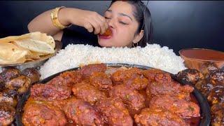 Maddy Eats spicy mutton Marsala curry rice mukbang bites only