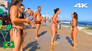  Leblon Beach, Sunday walk 4K | Carnival 2024 | Rio de Janeiro