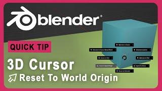 2 Quick Ways To Reset The 3D Cursor To The World Origin | Blender | Quick Tip