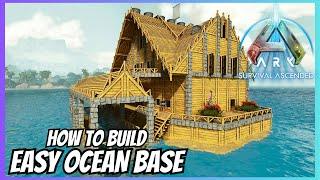 How to Build Easy Ocean Raft Base with Dino Pen - Build Tutorial - Ark Survival Ascended