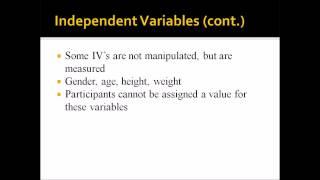 Independent and Dependent Variables and Covariates