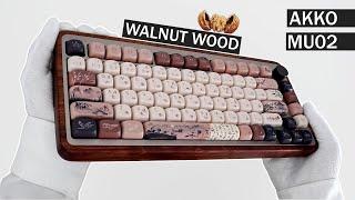 A Unique Walnut Wooden Mechanical Keyboard I Unboxing Akko MU02