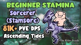 ESO Beginner Stamina Sorcerer (Stamsorc) 81k+ PVE DPS Build Ascending Tides