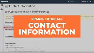 cPanel Tutorials - Contact Information