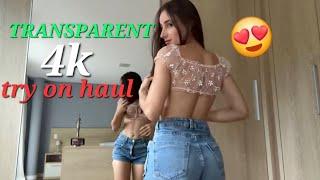 [4K] Transparent try on haul wet vs dry - try on haul 2024 | wet vs dry with holly 2024