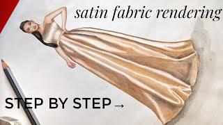 How to draw satin fabric tutorial | satin texture | fashion illustration