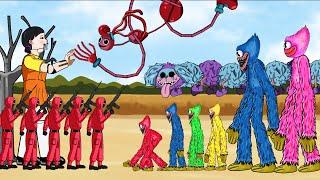 Mommy Long Legs, PJ Pug-a-Pillar, Huggy Wuggy, Kissy Missy vs Squid Game . Animation.