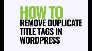 How to Fix Duplicate Title Tags in WordPress || How to Fix Duplicate Title Tags