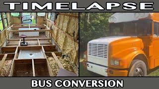 Bus Conversion Timelapse of 2023, A lot was done #skoolienation #bustinoutskoolie