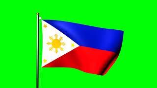 Philippines flag waving over green screen - royalty free footage