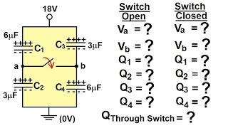 Physics 39   Capacitors (29 of 37) Find V and C in a DC Circuit with a Switch