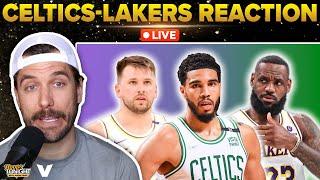 CELTICS-LAKERS REACTION: Jayson Tatum escapes late rally from Luka Doncic, LeBron leaves w/ injury