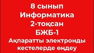 8 сынып ИНФОРМАТИКА 2 тоқсан БЖБ-1 Ақпаратты электронды кестелерде өңдеу