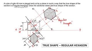 True shape of section is Regular Hexagon | Cube | Section of Solids | Engineering Graphics | Tamil