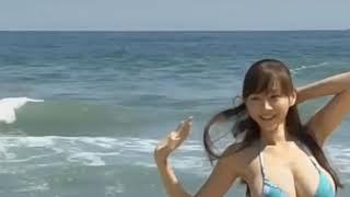 Cute Japanese girls at the beach, nice big boobs