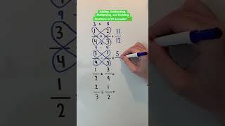 Adding, Subtracting, Multiplying, and Dividing Fractions in 50 Seconds!  #Shorts #math #fractions