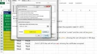 Excel Magic Trick 1173: Conditional Format Dates When they are 90 Days of Set Expiration Date