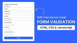 Form Validation Using Javascript | HTML, CSS & Javascript